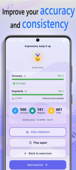 NoteRider input modes screen showing keyboard, microphone, MIDI and note grid