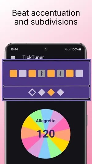 Beat and accent selection interface for rhythm customization