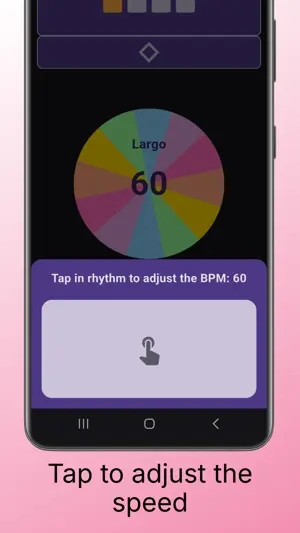 Tap tempo input screen for setting rhythm manually
