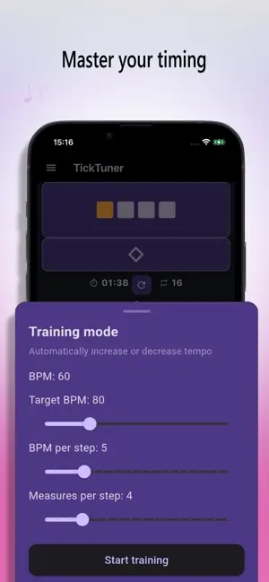 TickTuner iOS additional rhythm controls